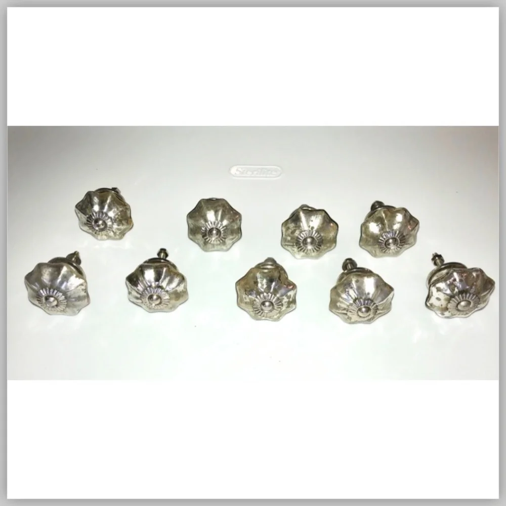 🎉HP🎉 ANTHROPOLOGIE Mercury Glass Melon Vintage Look Cabinet Knobs Set of 9 - Picture 3 of 8